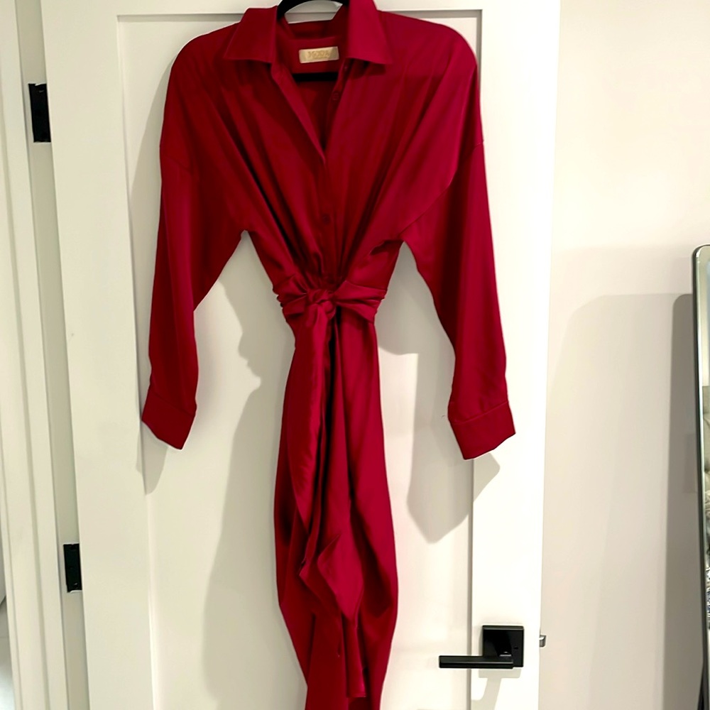 Sold! Moda red silky like dress